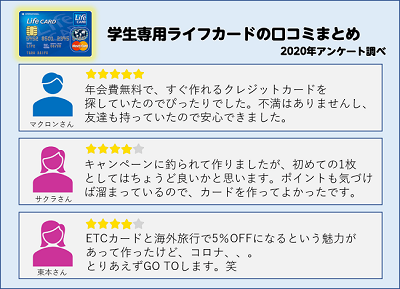 学生専用ライフカード口コミ
